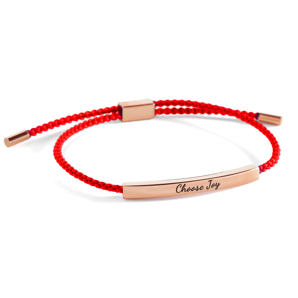Choose Joy Inspire Bracelet - 18k Rose Gold Plated / Lucky Red