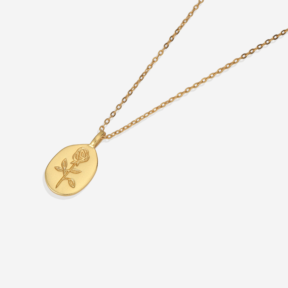 Tiny Rose Pendant Necklace - 18k Gold Over Sterling Silver