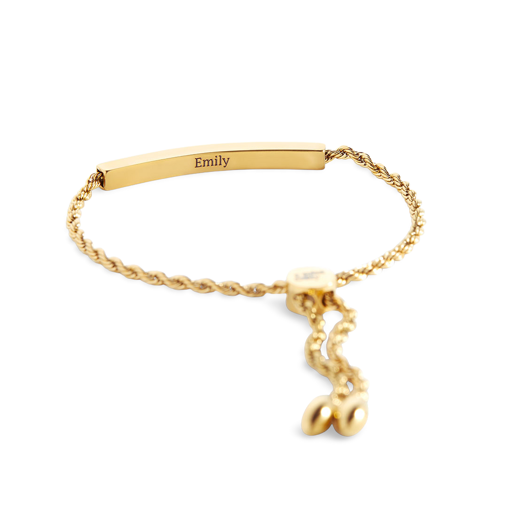 Personalized Bar Chain Bracelet - 18k Gold Plated