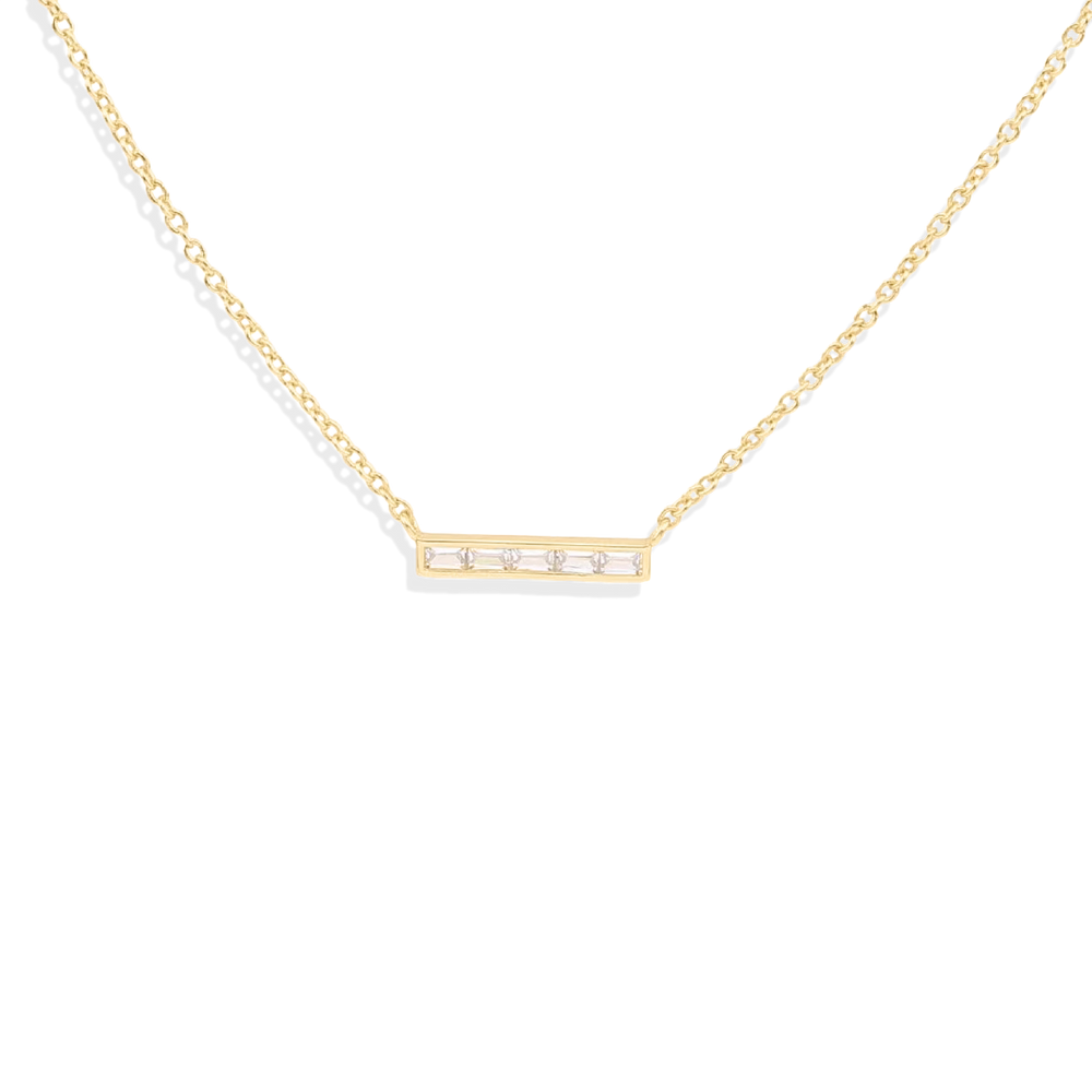 Dainty Crystal Bar Pendant Necklace - 18k Gold Over Sterling Silver