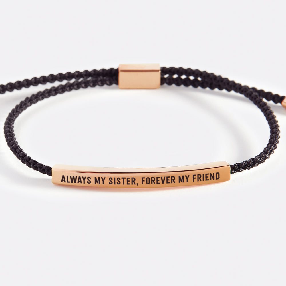 Always My Sister, Forever My Friend Inspire Bracelet - 18k Rose Gold Plated / Lucky Red / Personalized