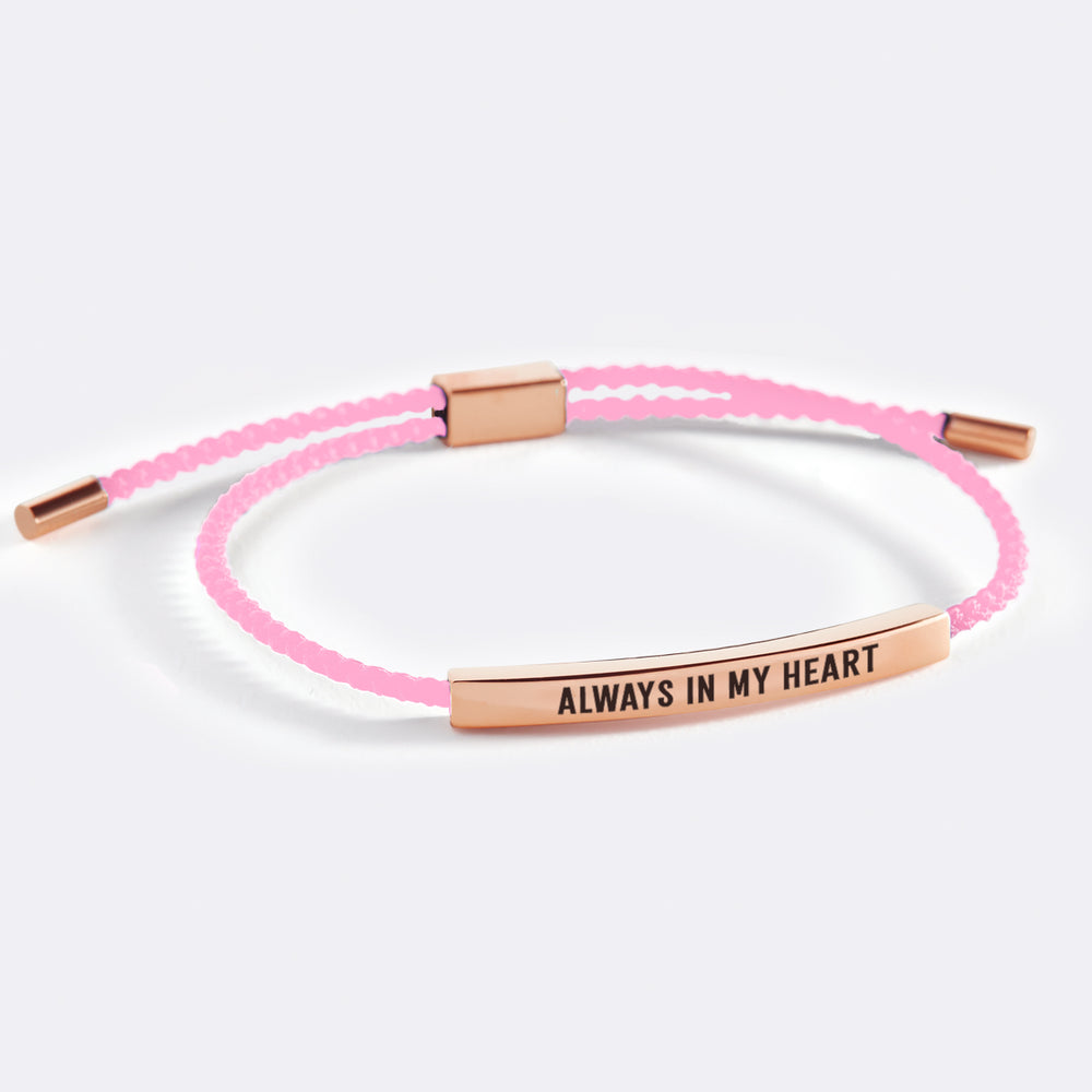 Always In My Heart Inspire Bracelet - 18k Rose Gold Plated / Pink / Personalized