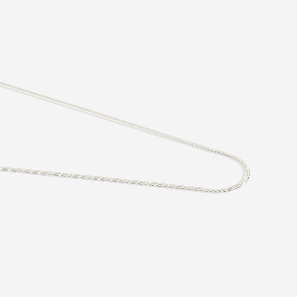 Dainty Herringbone Chain Necklace - Silver / 16" + 2"