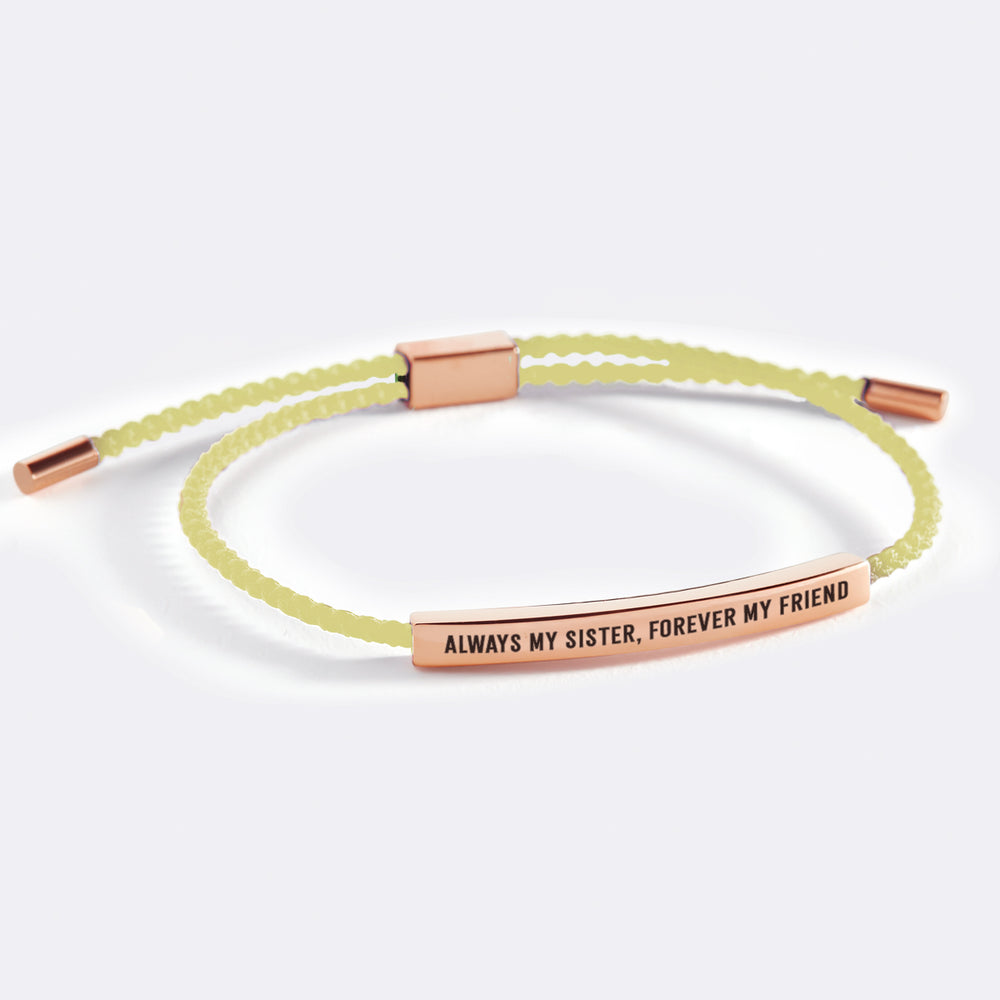 Always My Sister, Forever My Friend Inspire Bracelet - 18k Rose Gold Plated / Lemon Yellow / Standard