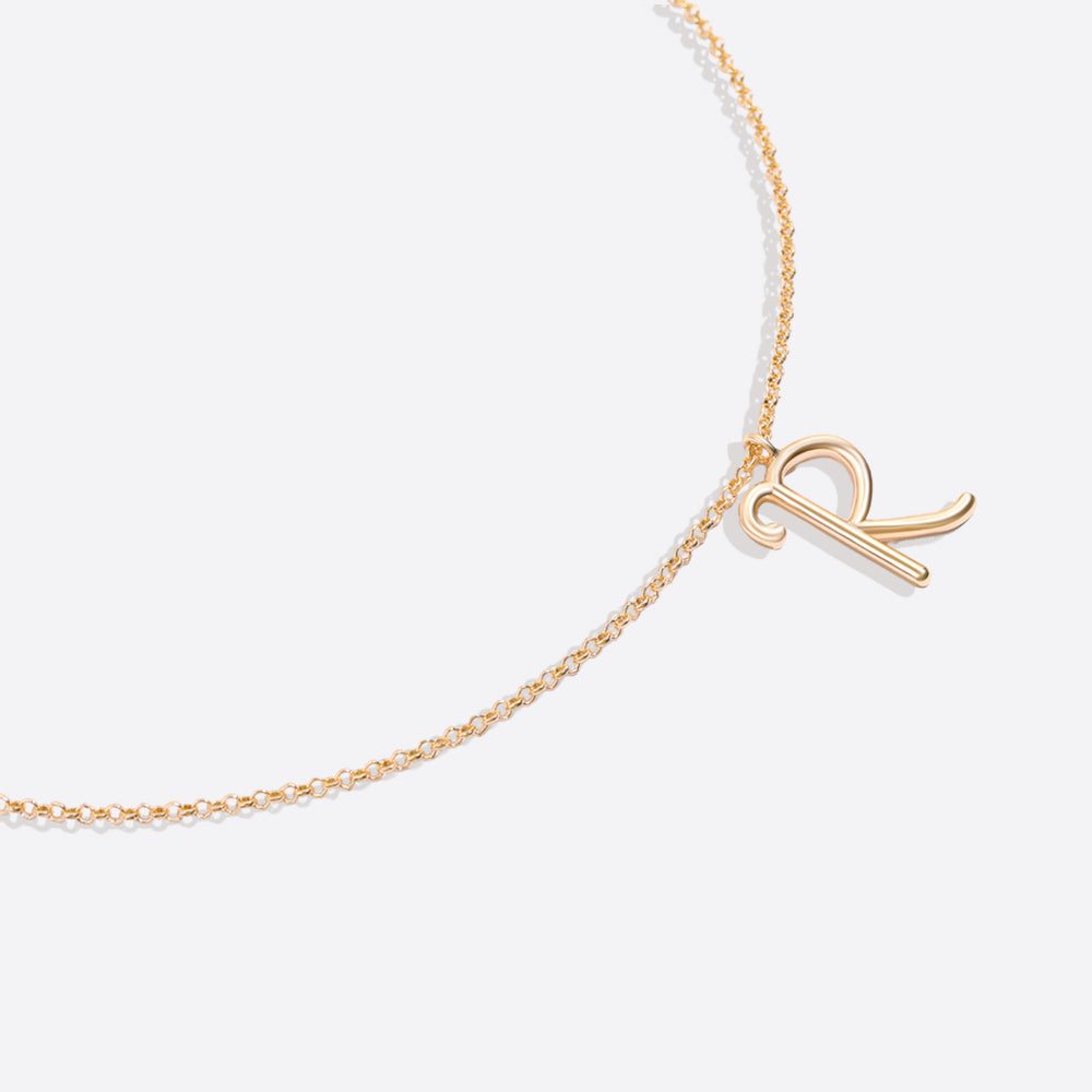 Flow Script Initial Necklace - 18k Gold Plated / A