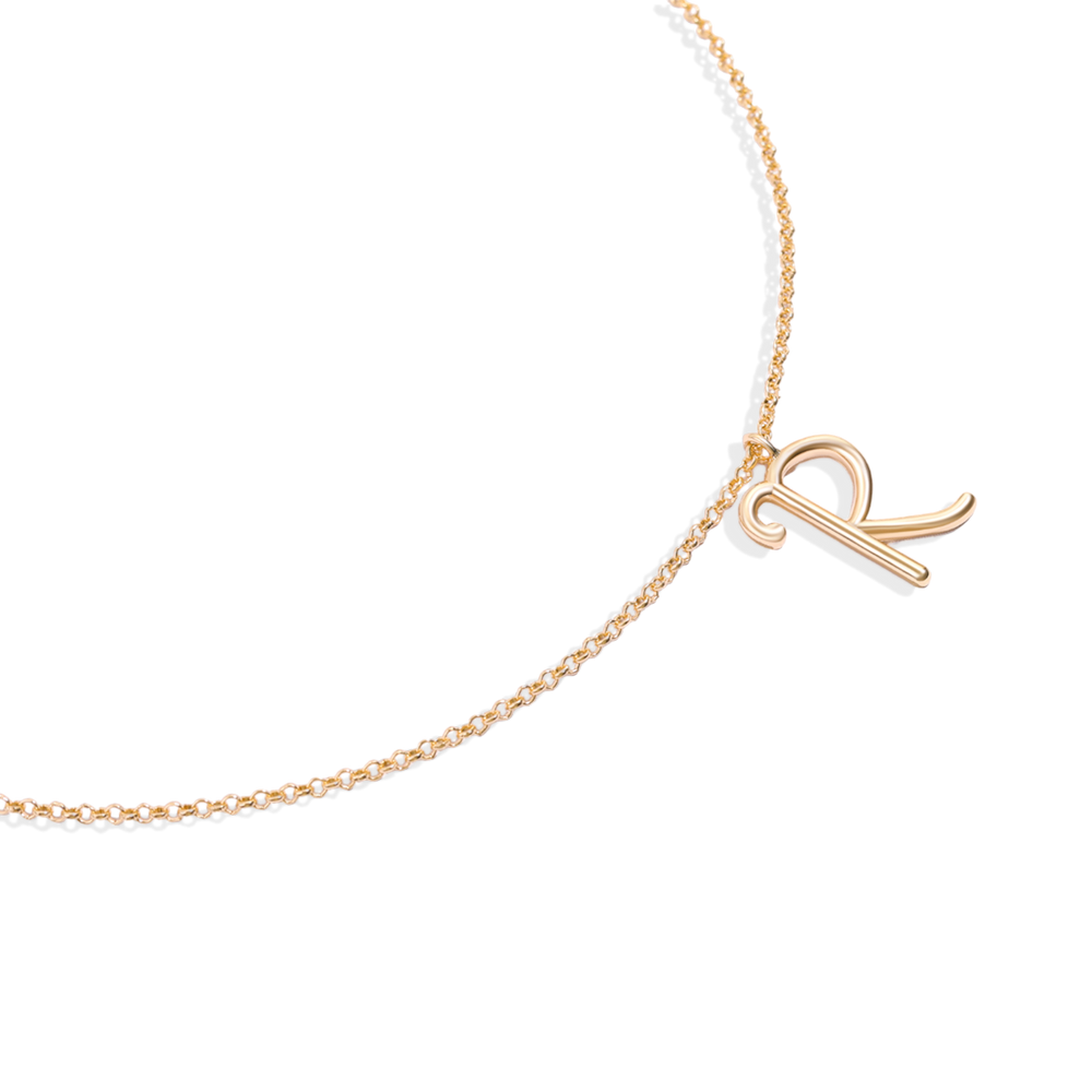 Flow Script Initial Necklace - 18k Gold Plated / A