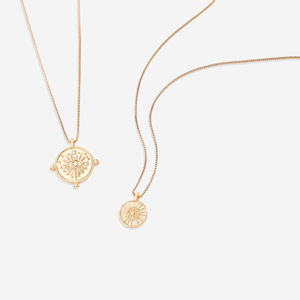 Layered Evil Eye Coin Necklace - Default Title