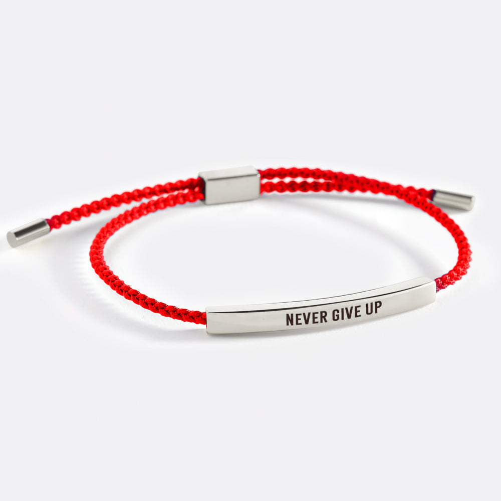 Never Give Up Inspire Bracelet - Silver / Lucky Red / Standard