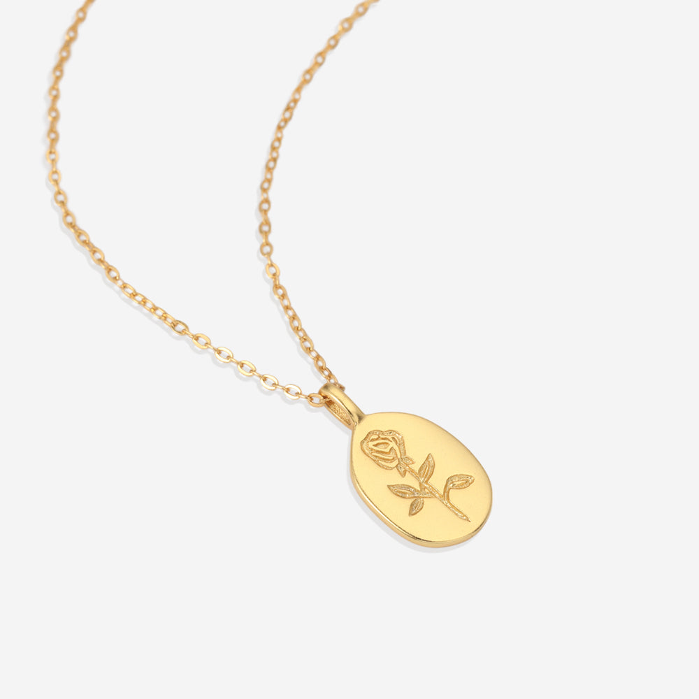 Tiny Rose Pendant Necklace - 18k Gold Over Sterling Silver