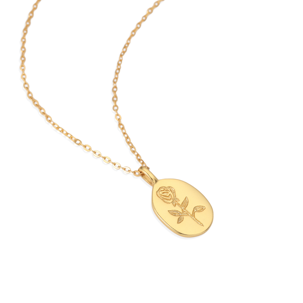 Tiny Rose Pendant Necklace - 18k Gold Over Sterling Silver