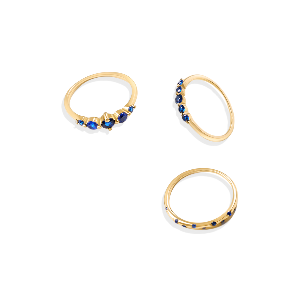 Birthstone Stacking Ring Set - September Sapphire / 5