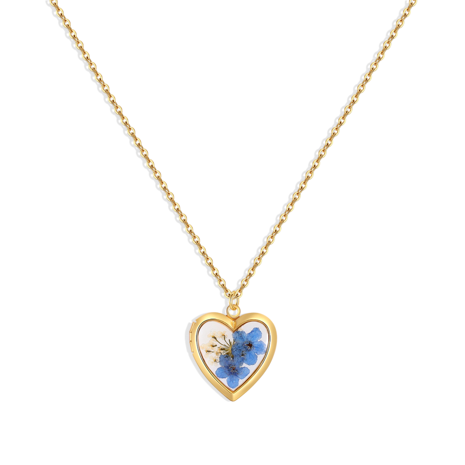 Handmade Pressed Flower Photo Heart Locket