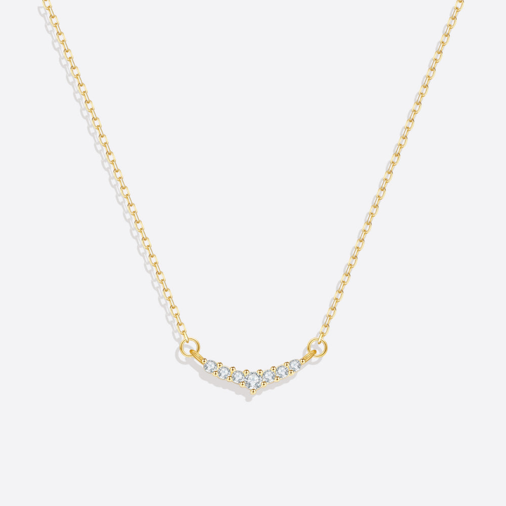 Curved Diamond Bar Necklace - 18k Gold Over Sterling Silver