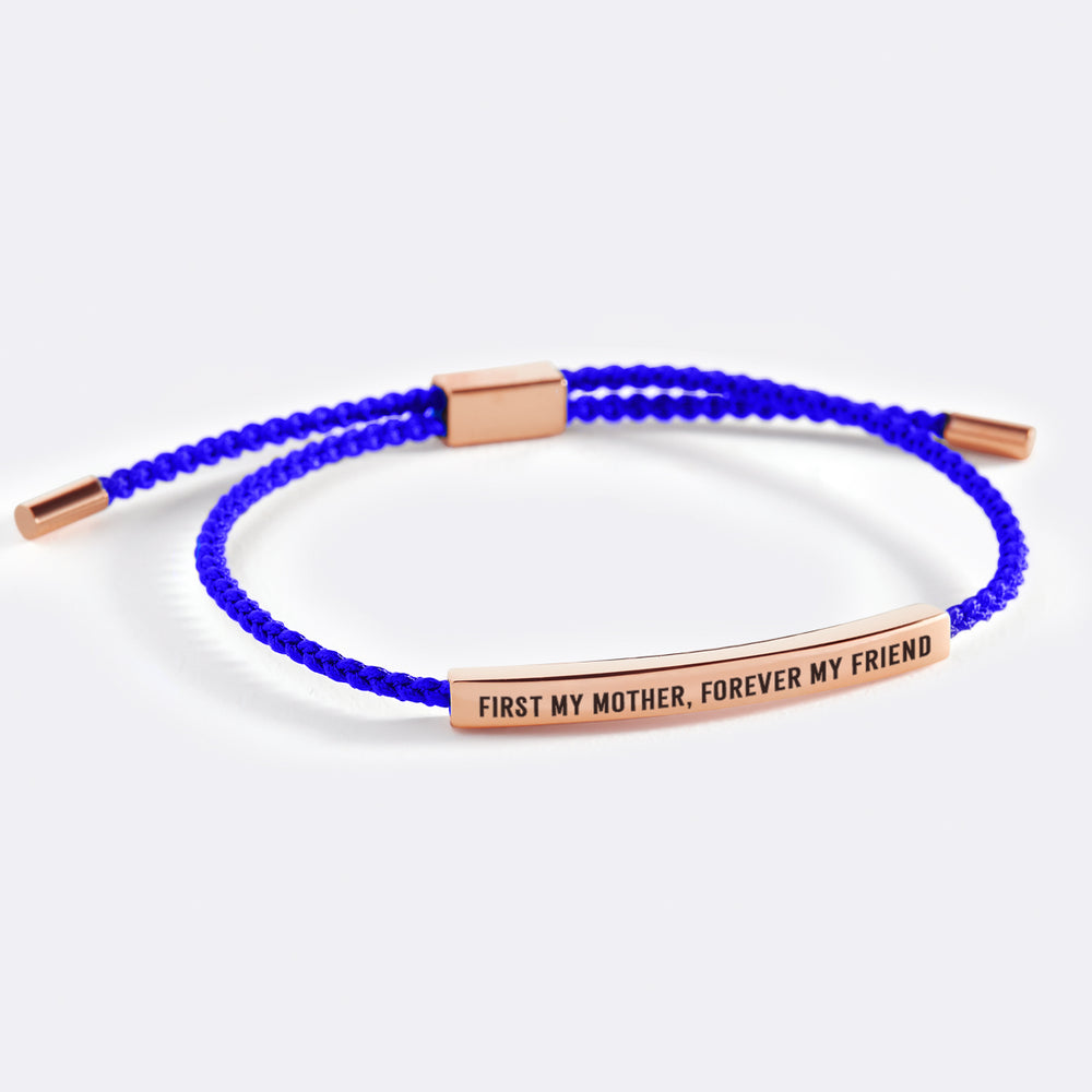 First My Mother, Forever My Friend Inspire Bracelet - 18k Rose Gold Plated / Royal Blue / Standard