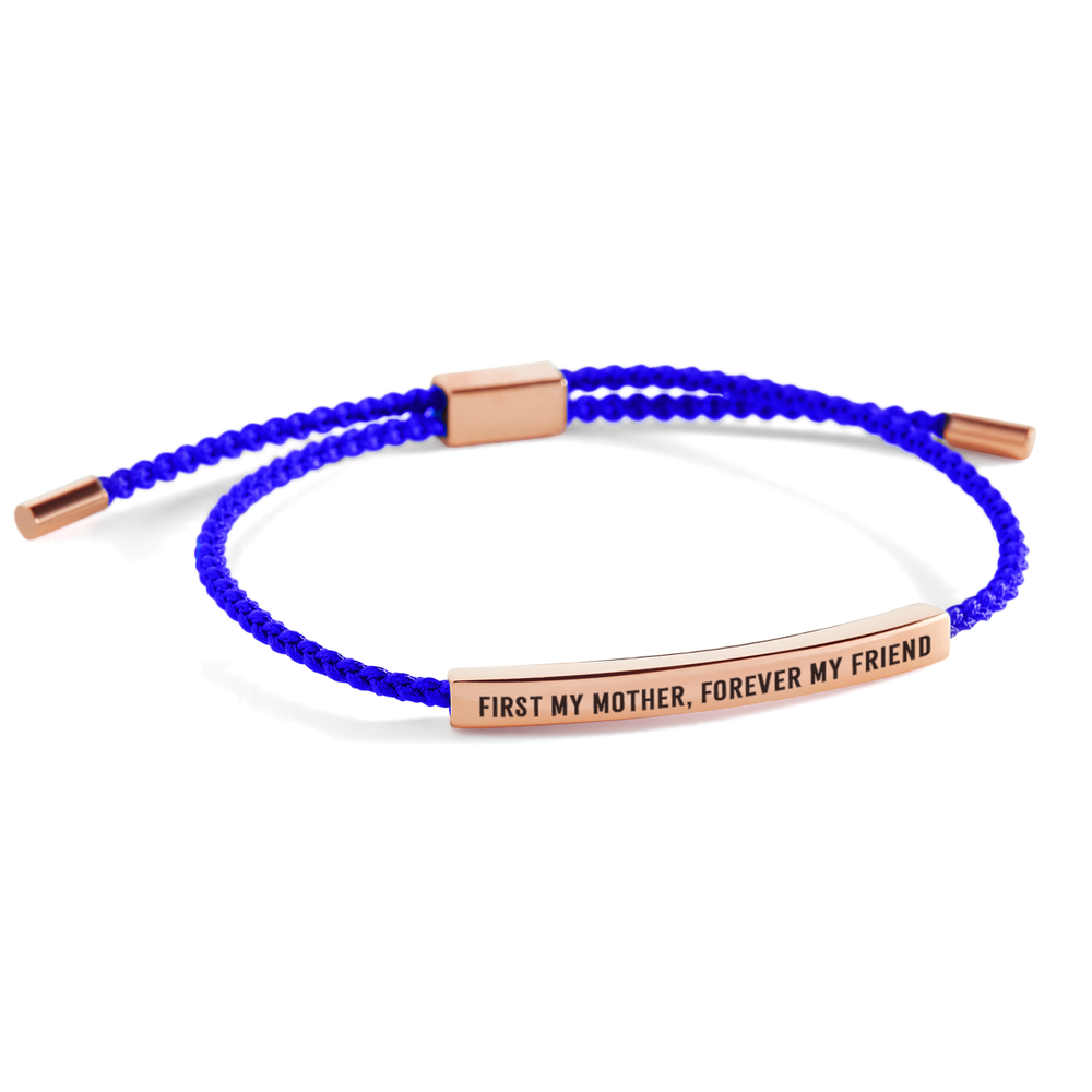 First My Mother, Forever My Friend Inspire Bracelet - 18k Rose Gold Plated / Royal Blue / Standard