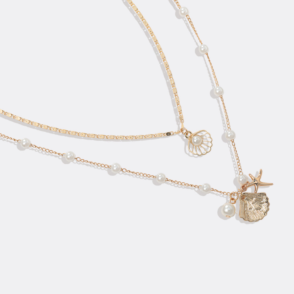 Pearl and Shell Pendant Necklace Set - Default Title