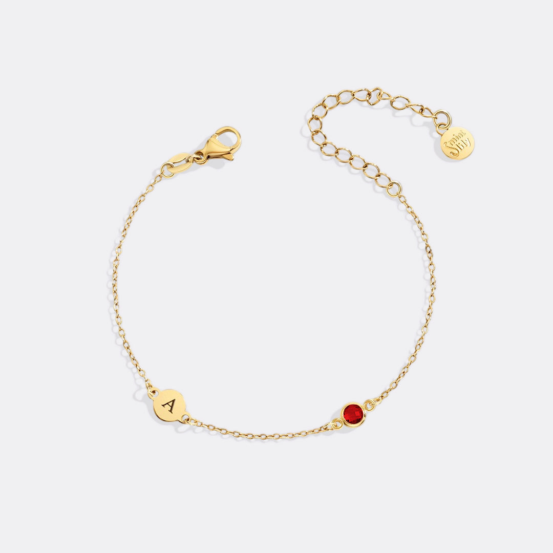 Dainty Initial and Birthstone Bracelet