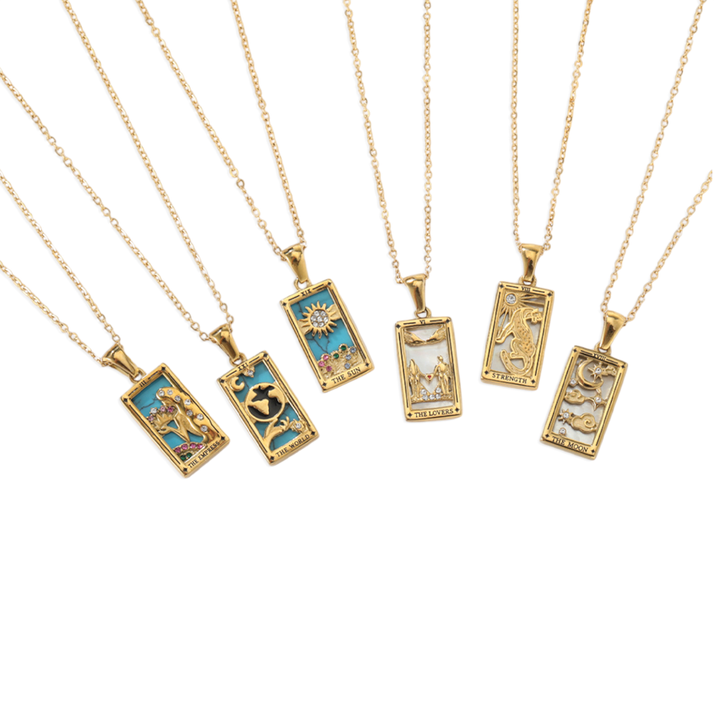 Tarot Card Necklace - The Sun / Gold