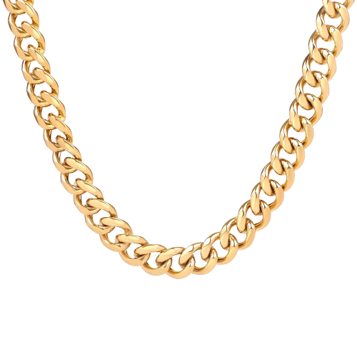 A gold-plated stainless steel chunky chain necklace with a lobster clasp.