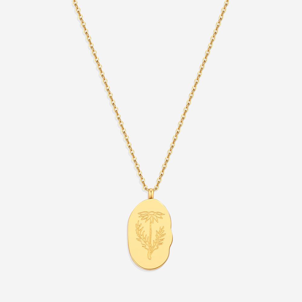 Gold Birth Flower Pendant Necklace - April Daisy