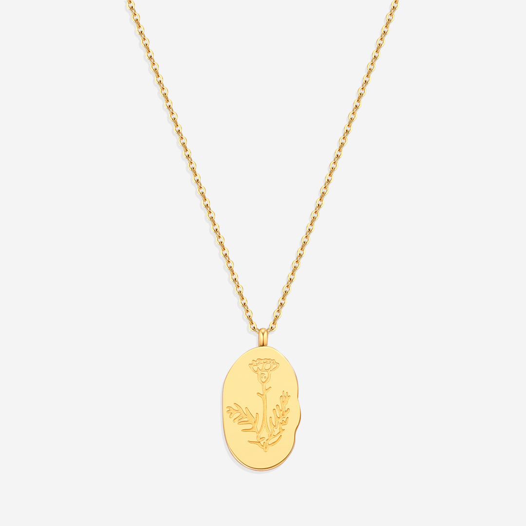 mint and lily birth flower necklace Gold Birth Flower Pendant Necklace