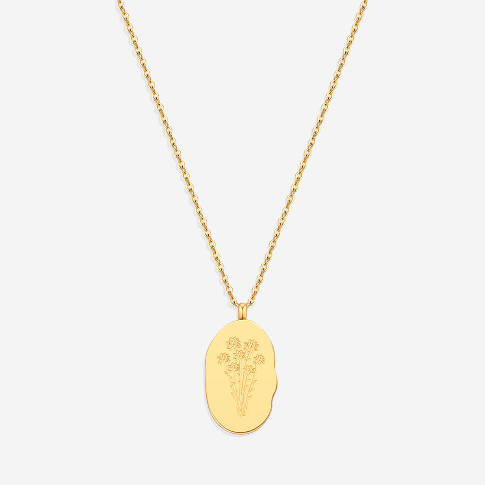 Gold Birth Flower Pendant Necklace - September Aster