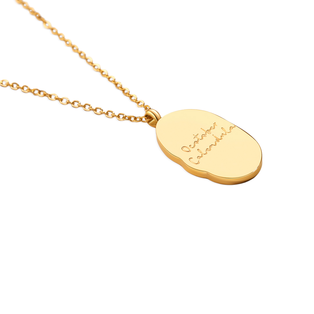 Gold Birth Flower Pendant Necklace - January Carnation