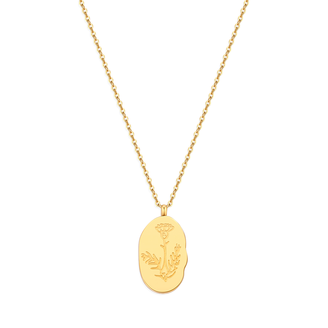 Gold Birth Flower Pendant Necklace