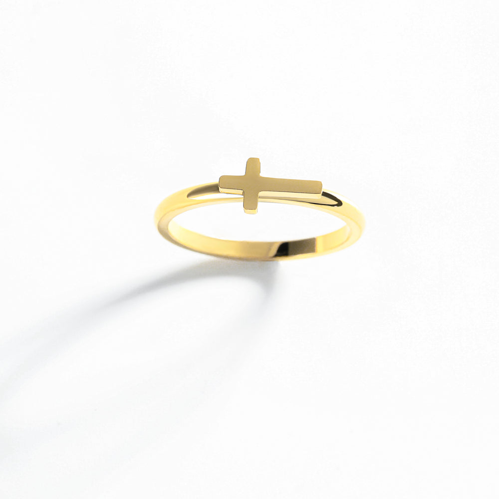 Horizon Cross Ring - 18k Gold Plated / US 7