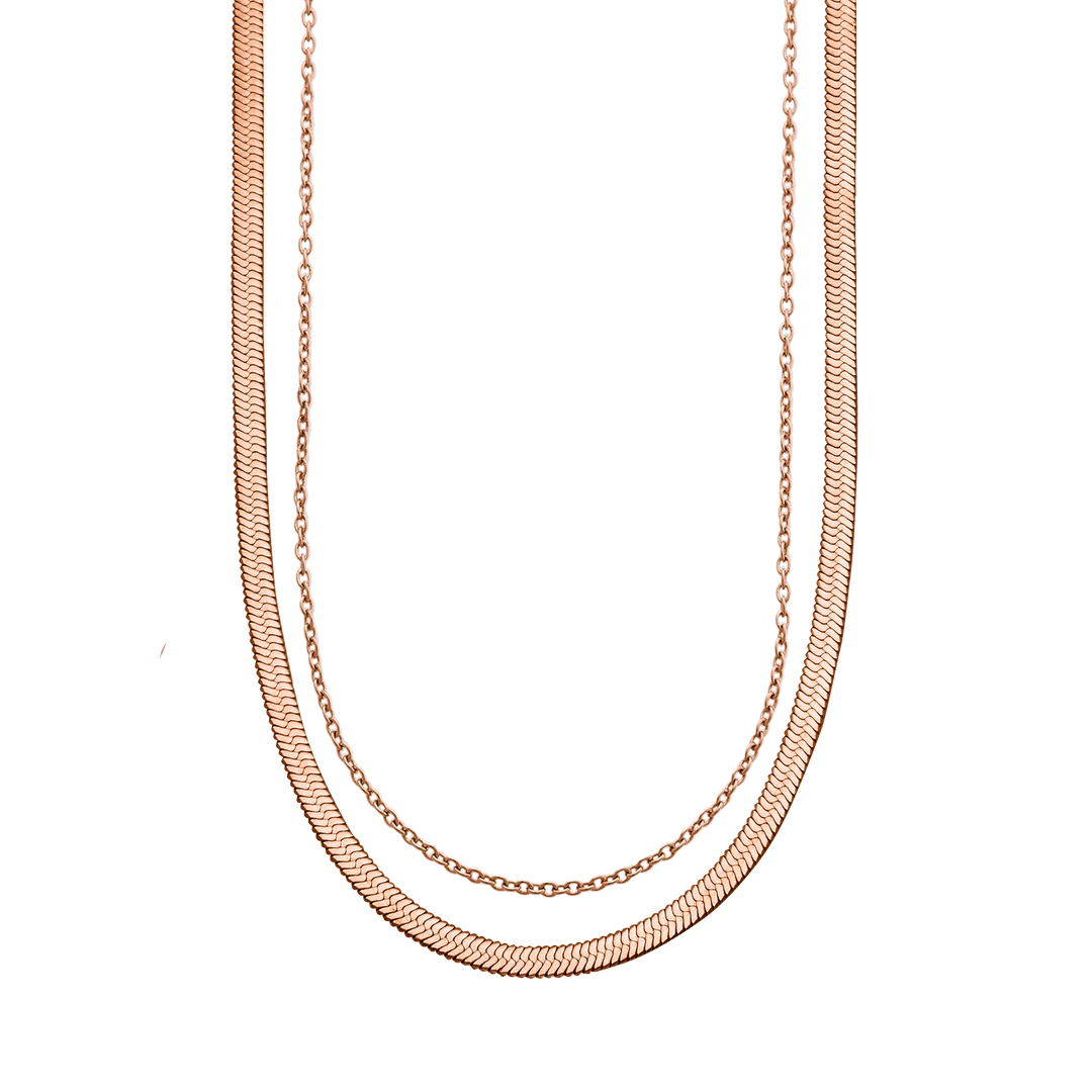 Herringbone & Milano Chain Set Mint & Lily