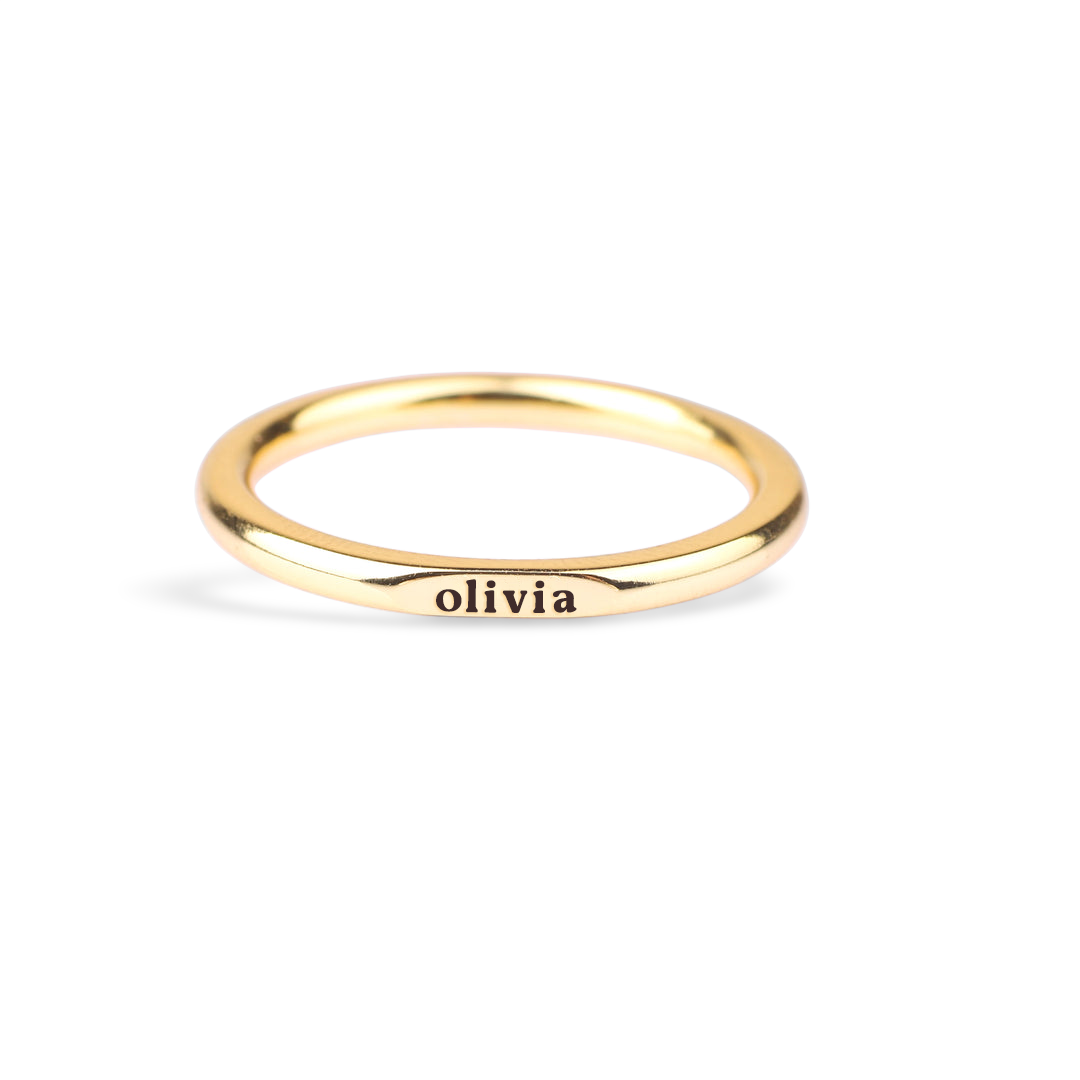 Sterling Silver Flat Top Super Tiny Stackable Name Ring