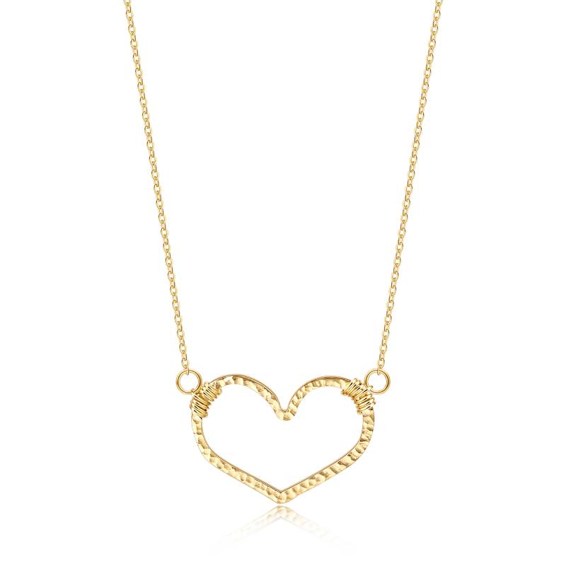Hammered Gold Heart Necklace - Default Title