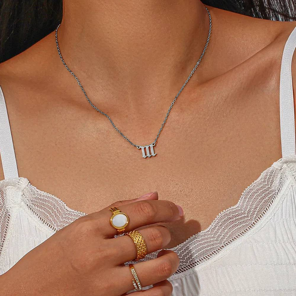 Dainty Angel Number Necklace - Silver / 888