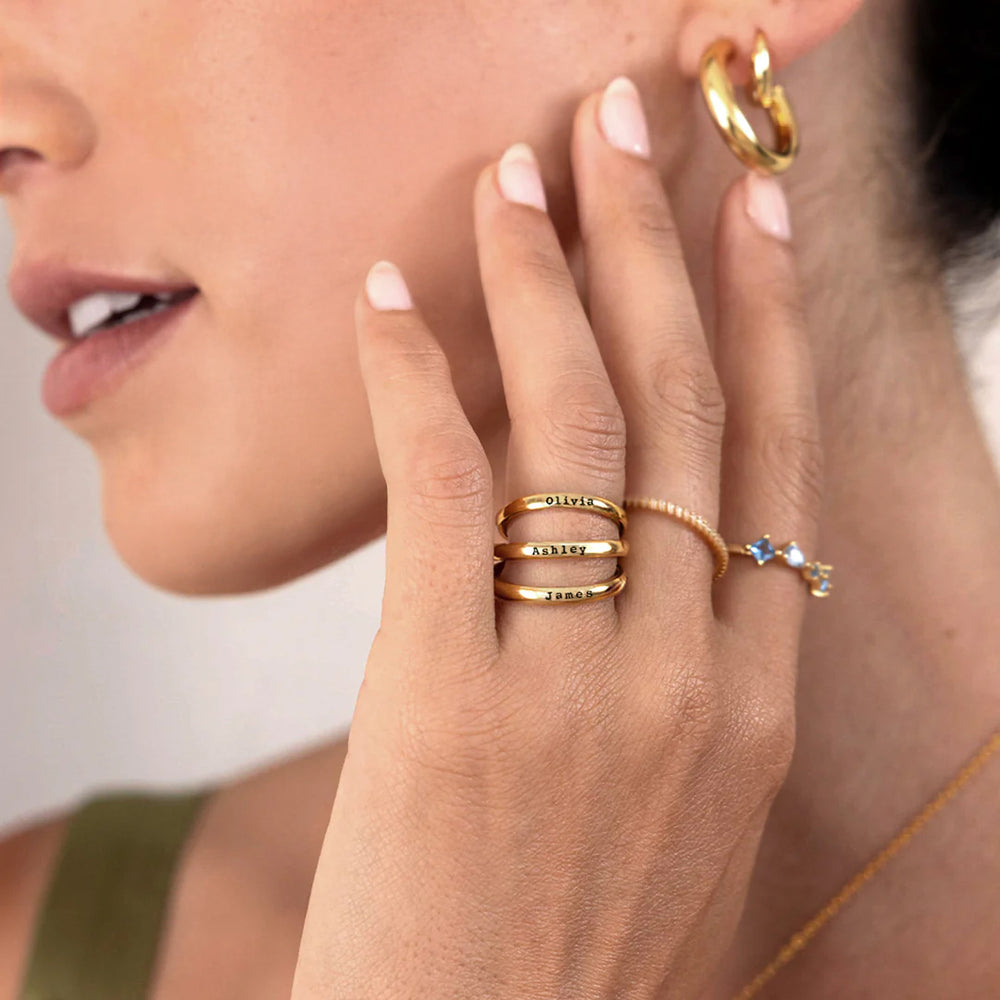 Tiny Stackable Name Ring – Mint Lily