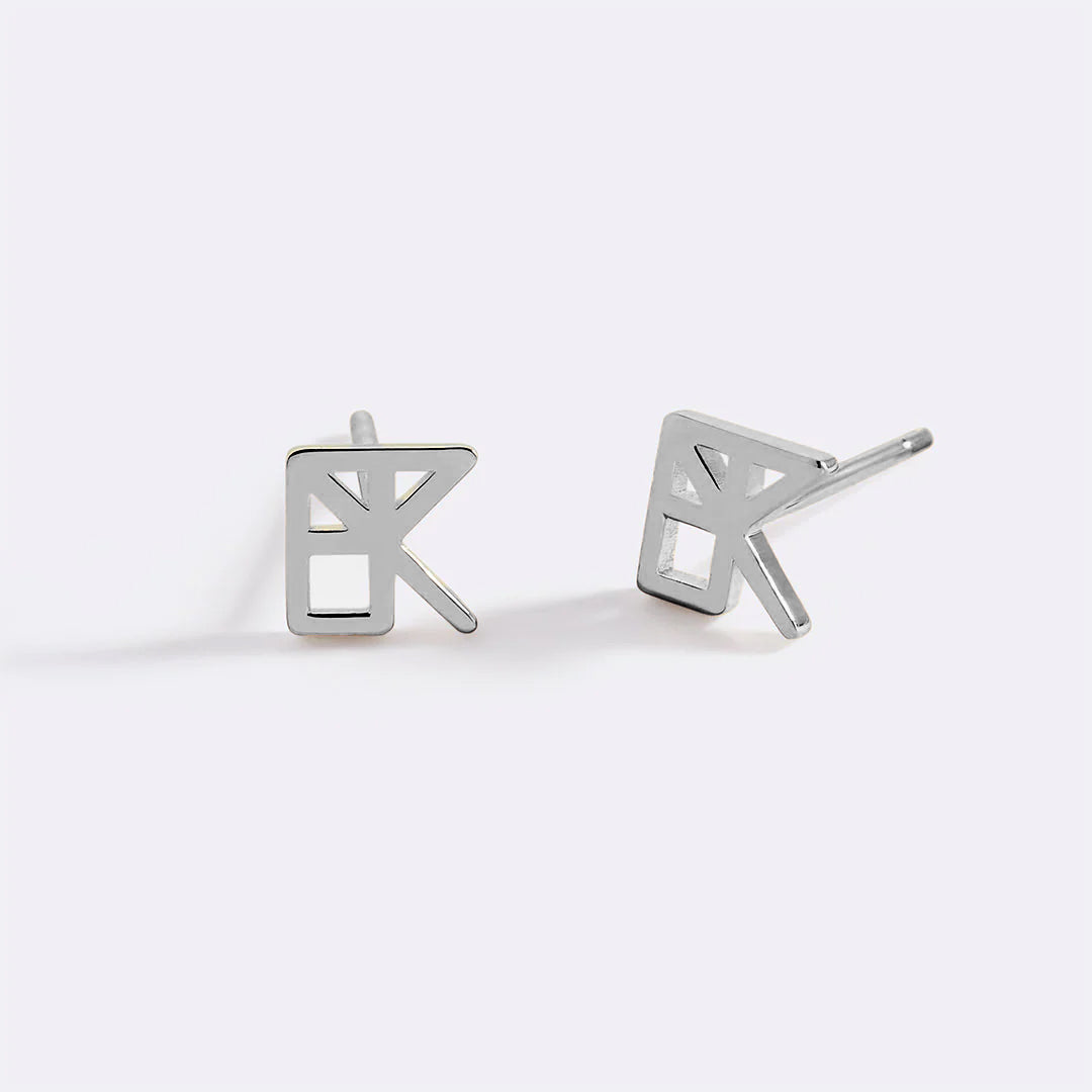Diamond Initial Stud Earrings in Sterling Silver Diamond Initial Stud Earrings in Sterling Silver