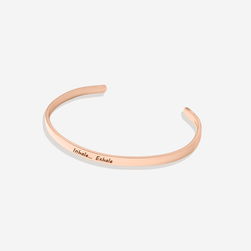 Personalized Thin Cuff Bracelet - 18k Rose Gold Plated / Italics