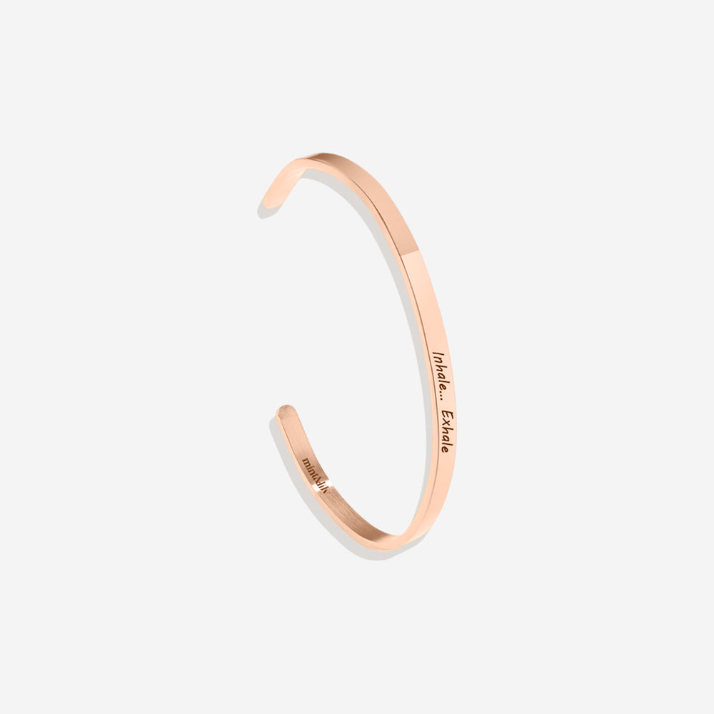 Personalized Thin Cuff Bracelet - 18k Rose Gold Plated / Italics