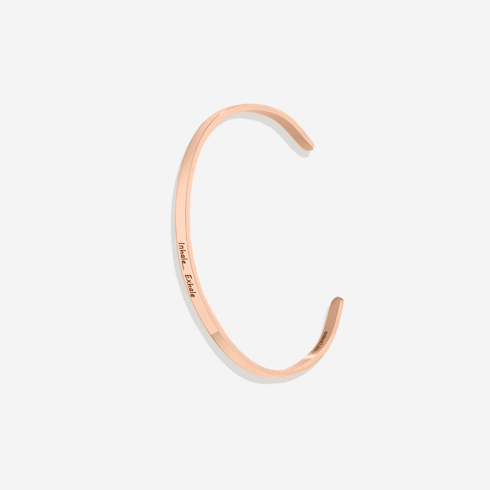 Personalized Thin Cuff Bracelet - 18k Rose Gold Plated / Italics