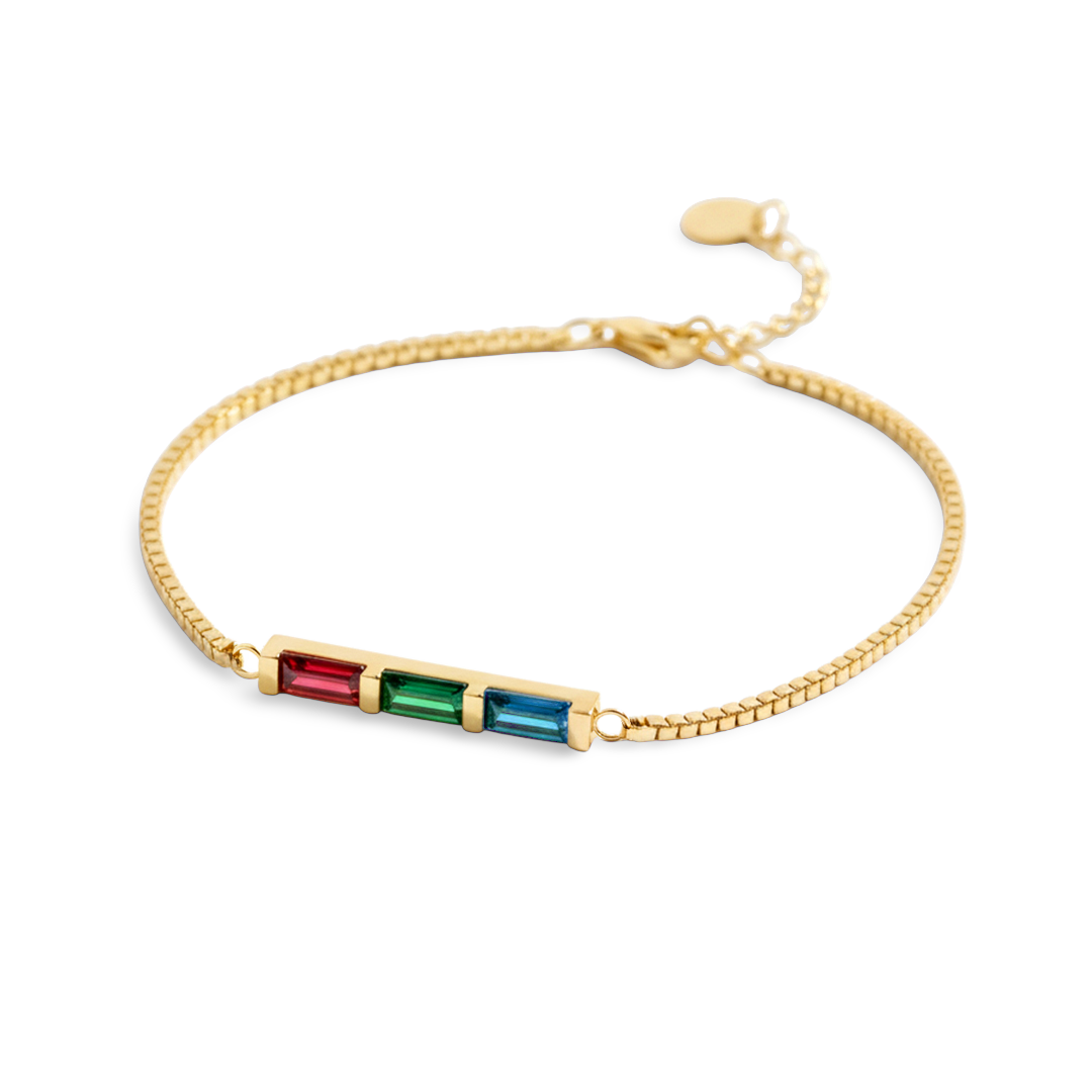 Dainty Baguette Birthstone Bracelet