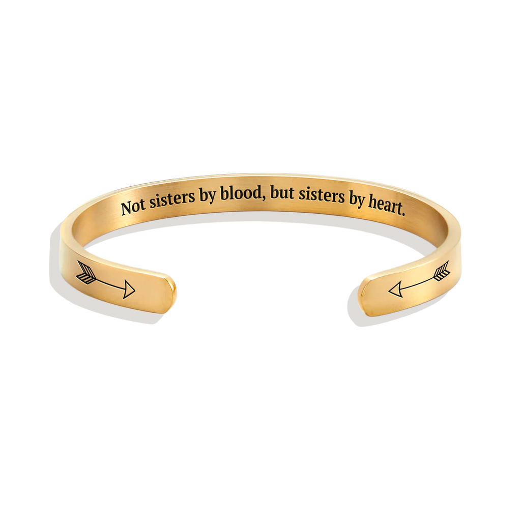 Not Sisters By Blood But Sisters By Heart Personalizable Cuff Bracelet