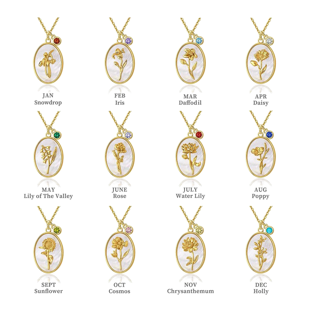 Pearl Birth Flower Pendant Necklace