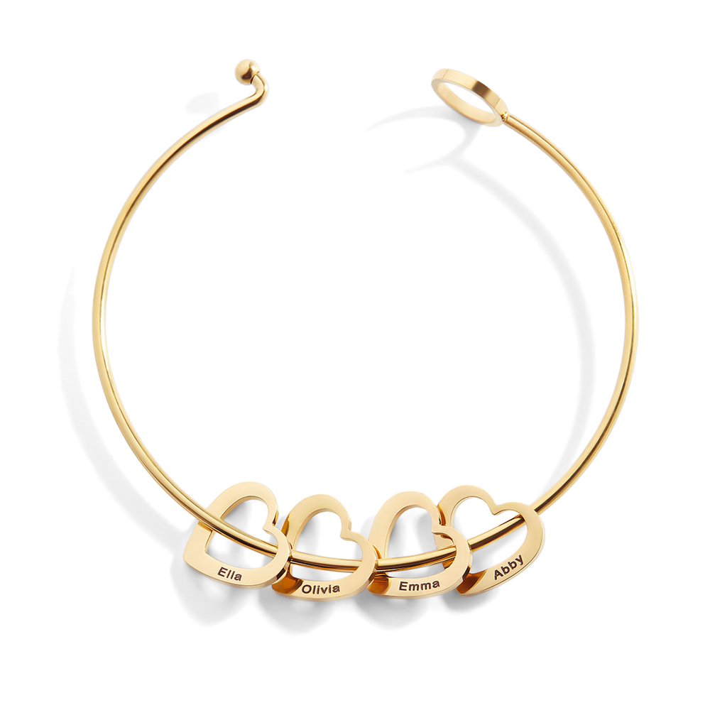 Personalized Hearts Love Bracelet - 18k Gold Plated / 1