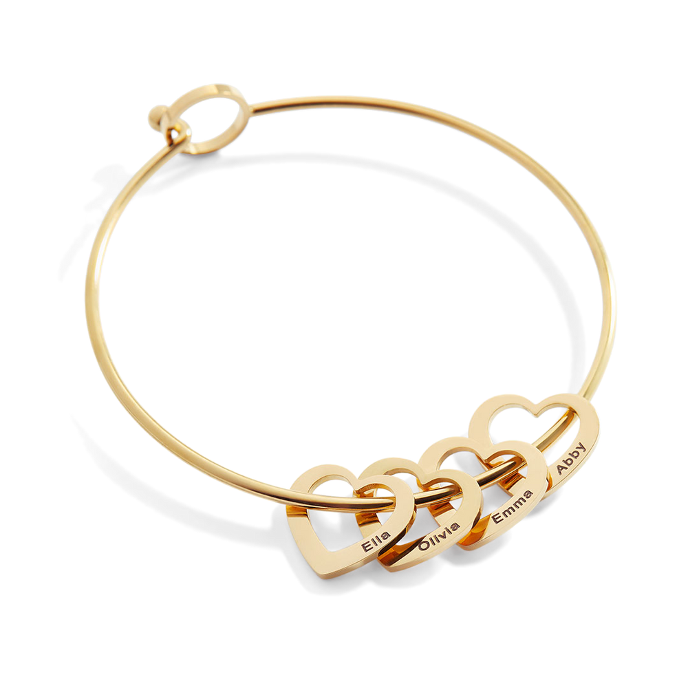 Personalized Hearts Love Bracelet - 18k Gold Plated / 1