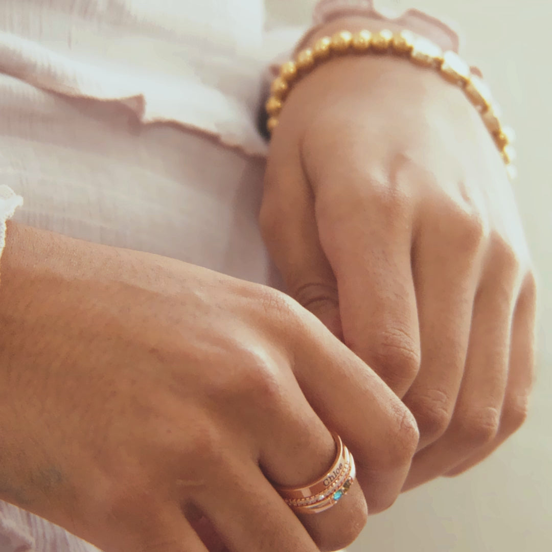 Engraved Stackable Name Ring | 3mm Band – Mint & Lily