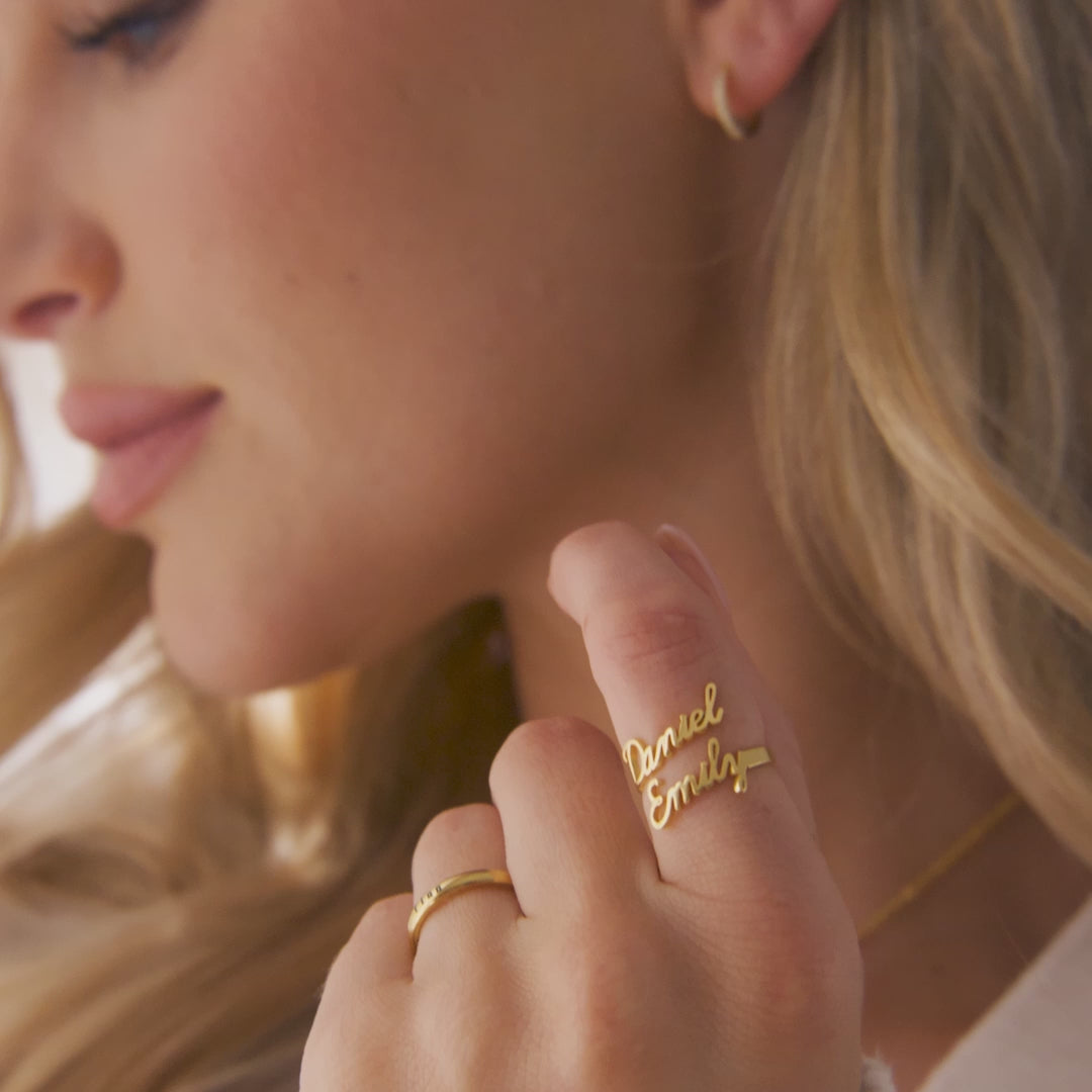 Doppelter Namensring • Zwei Namensring • Geschenk für den besten Freund