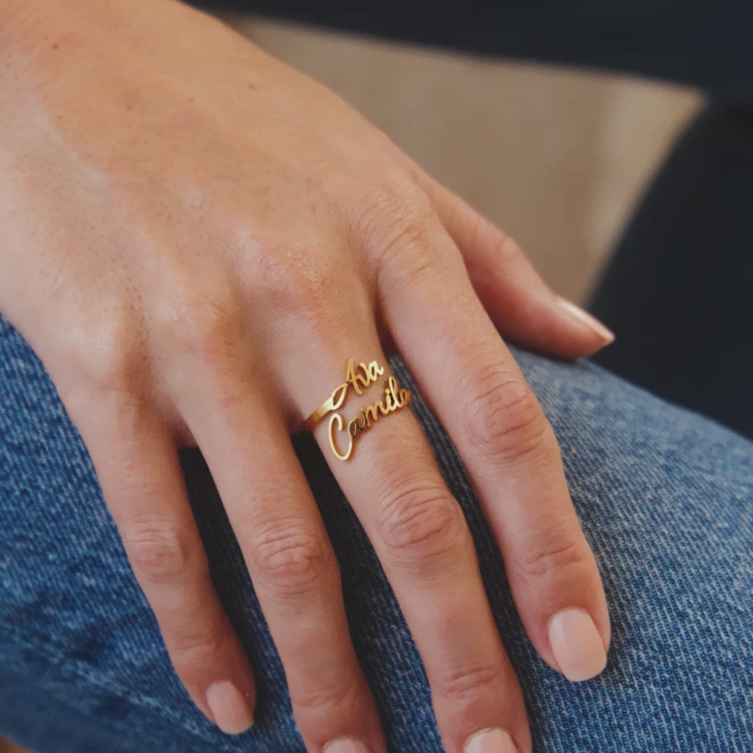 Doppelter Namensring • Zwei Namensring • Geschenk für den besten Freund