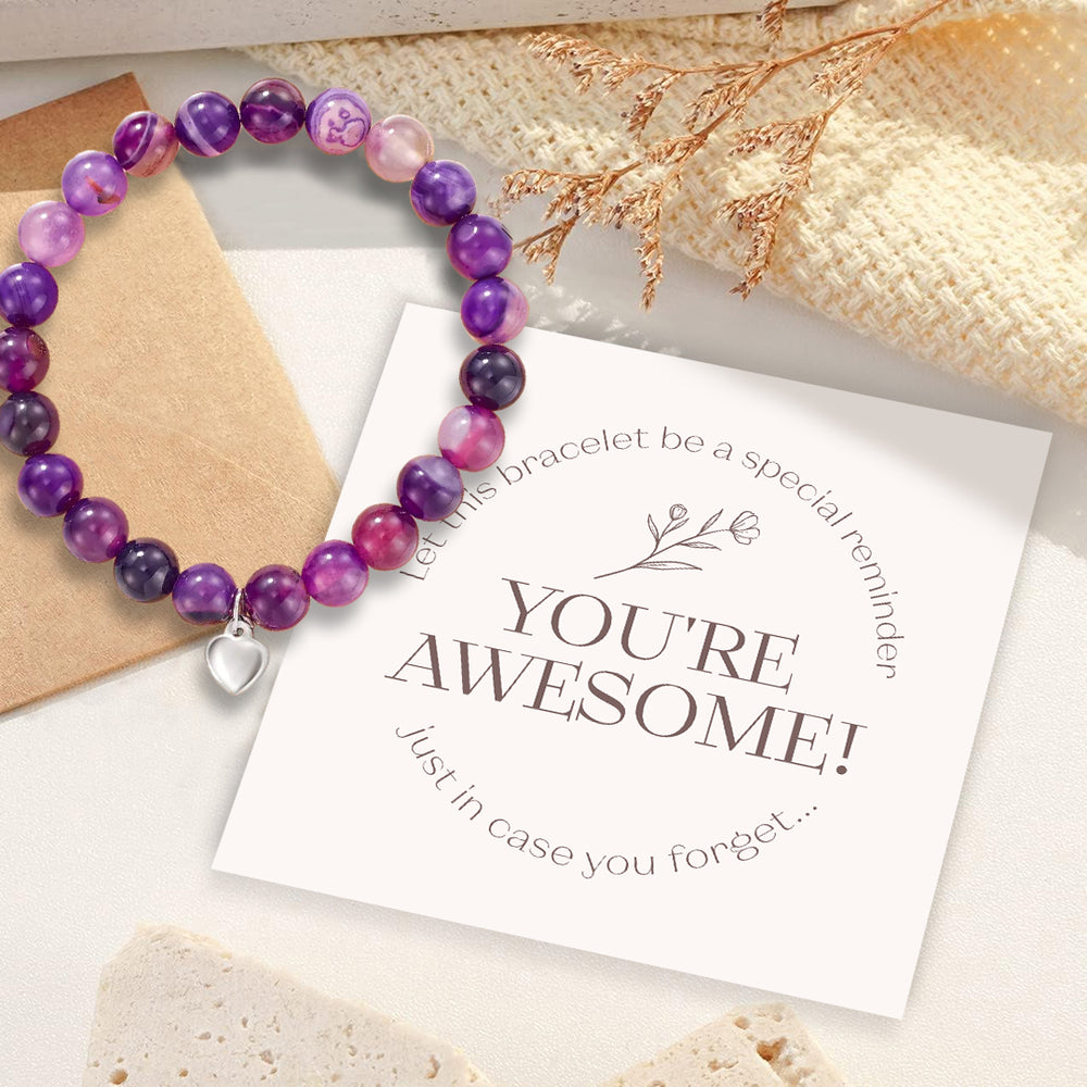 Reminder: You're Awesome Stone Bracelet - Purple Agate