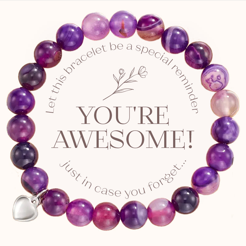 Reminder: You're Awesome Stone Bracelet - Purple Agate