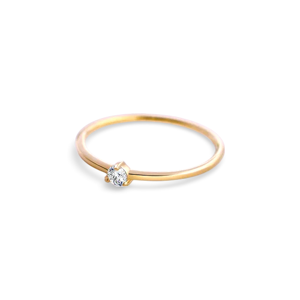 Tiny Diamond Ring - 18k Gold Over Sterling Silver / 5