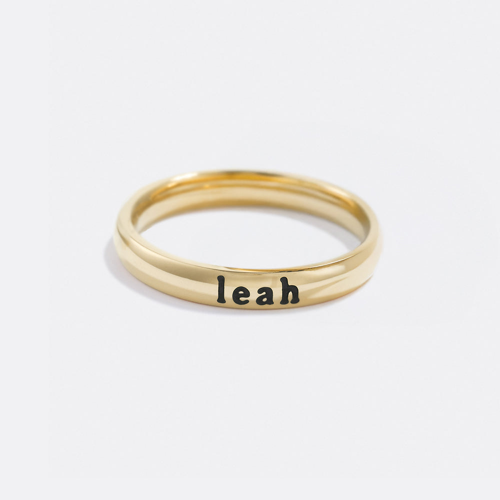 Tiny Stackable Name Ring – Mint Lily - Main Image